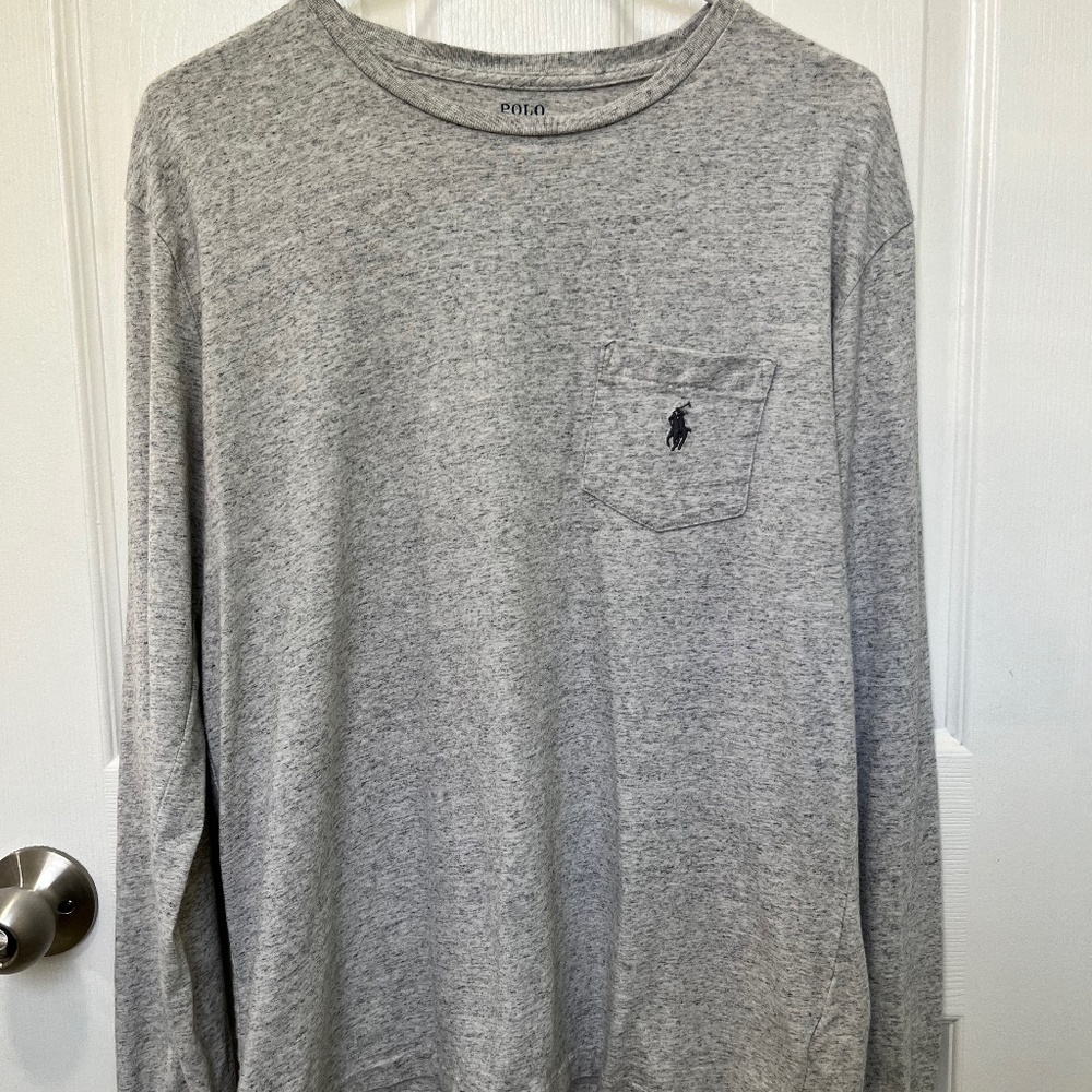 Polo Long Sleeve Gray Long Sleeve T-Shirt - Size M